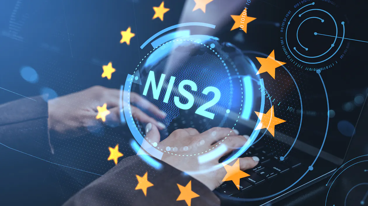 NIS-2 Schriftzug mit Sternen