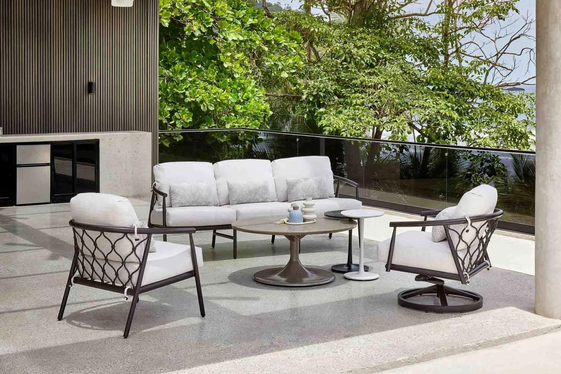 Cordell collection seating on outdoor terrace.