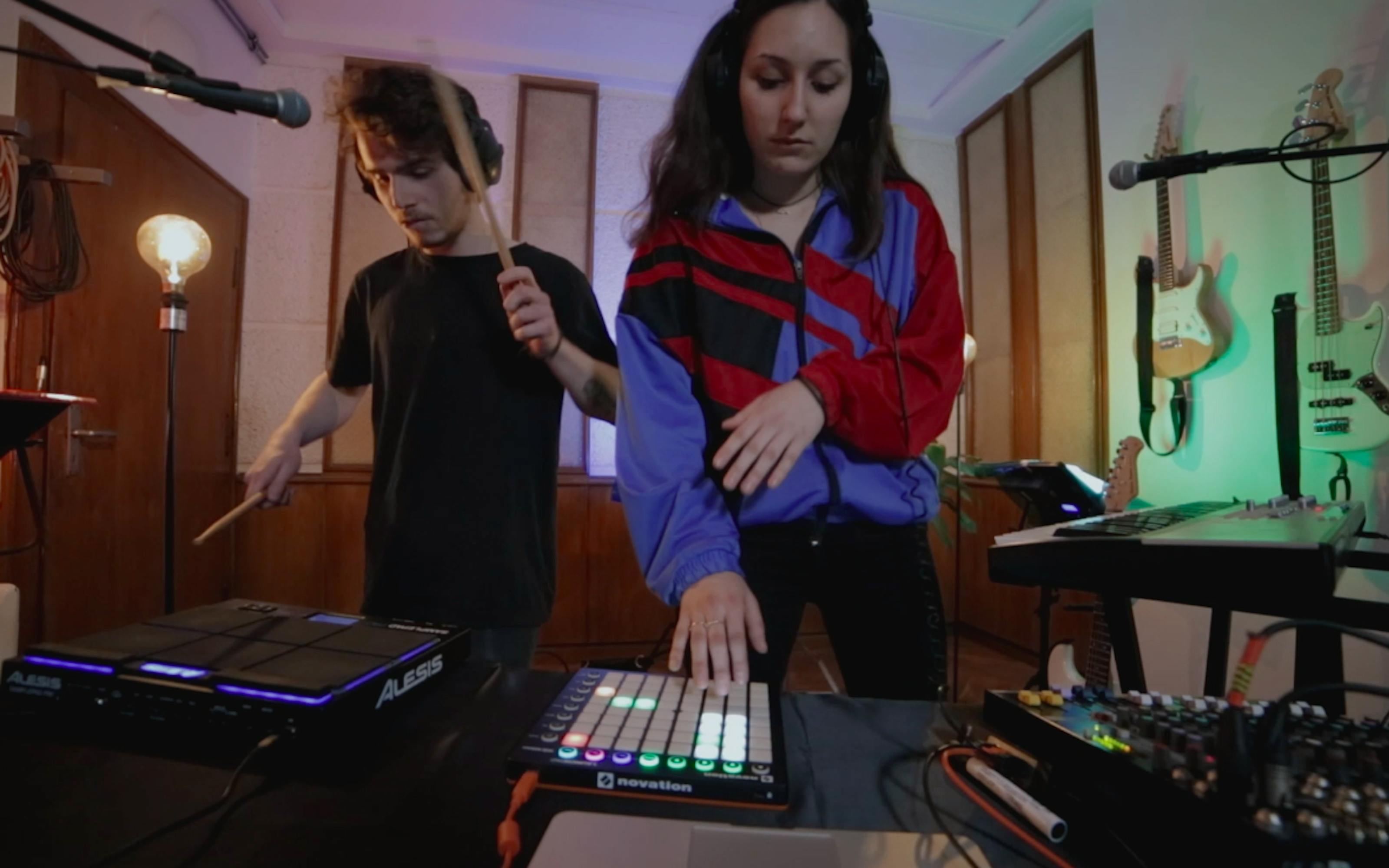 Catalyst Berlin Electronic Music Production & Performance students Garfive and Guitarbaby perform live for Studio Sessions as electronica duo Otari
