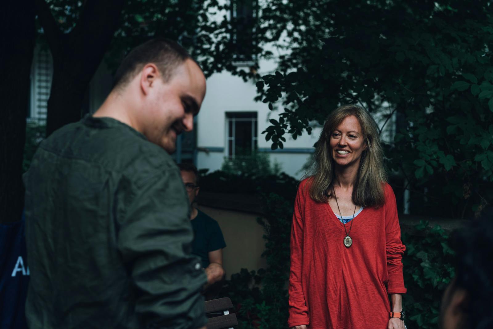 Catalyst Berlin Screen Acting student and NothingMan actor Juan Arthur with Catalyst Berlin Film Production alumna and NothingMan director Li Wallis 