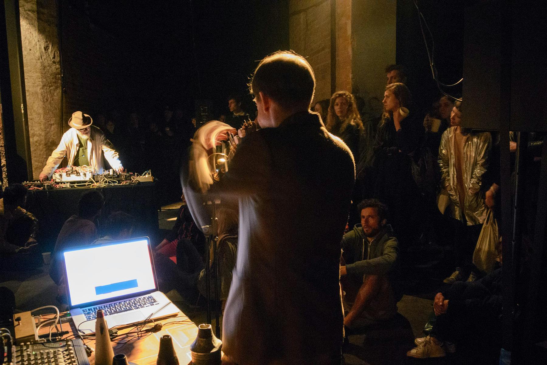 Richard Scott and Axel Doerner perform at Speicher festival in Prenzlauer Berg water tank. Photo by Carina Khorkhordina
