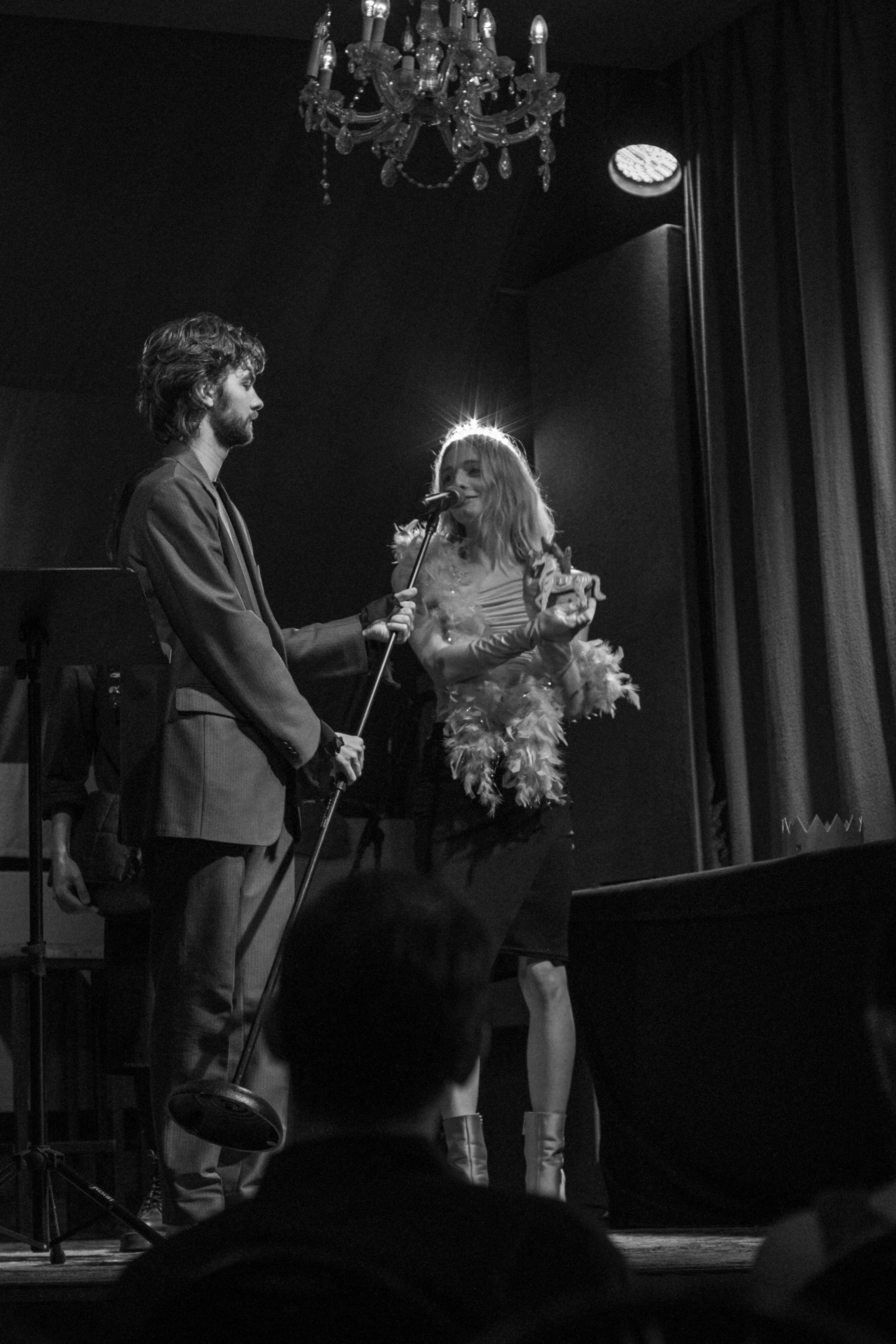 Host Rhys Williams and Kristers Ozols on stage