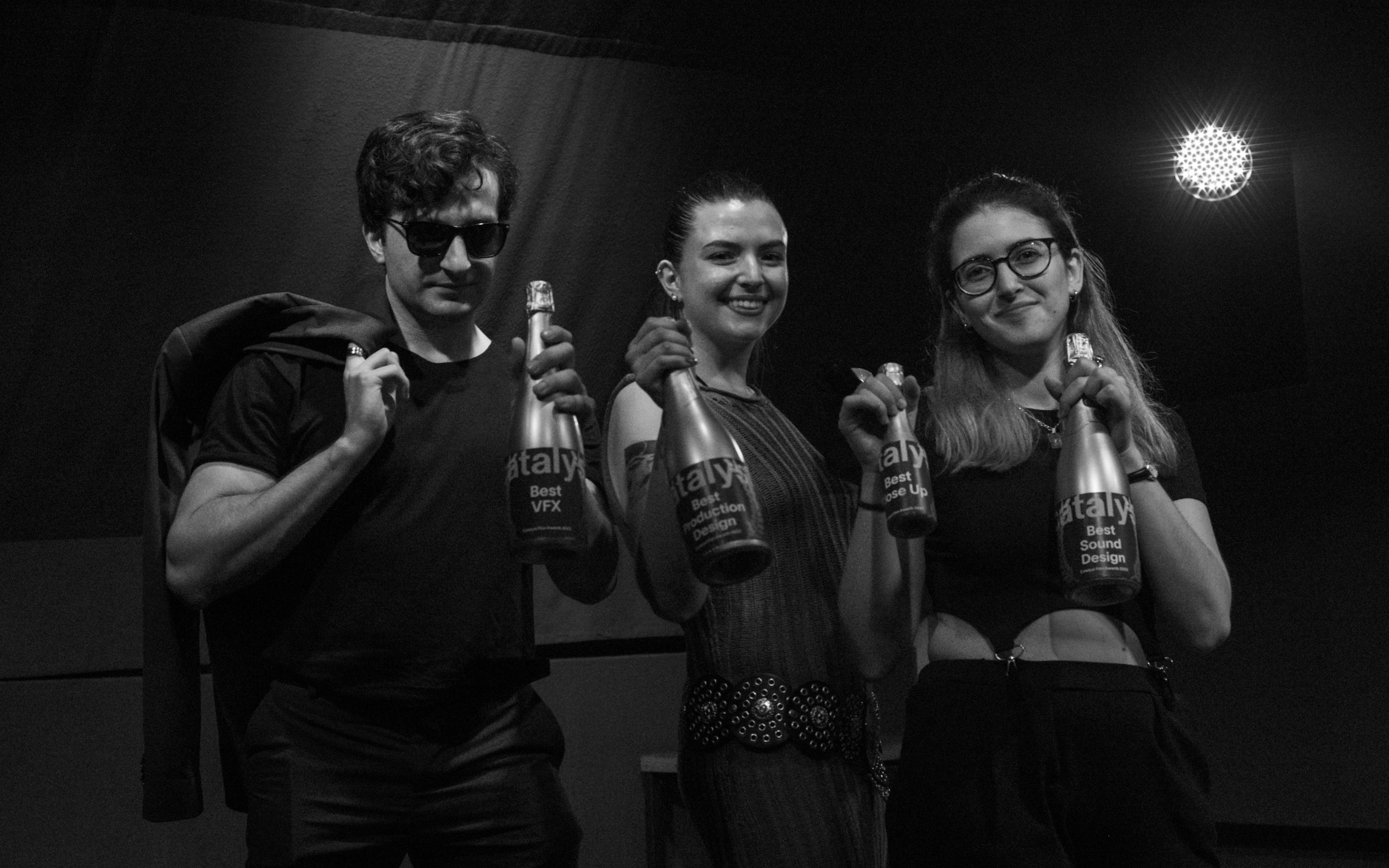 Alexandro, Sara and Francesca pose with their awards
