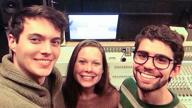 Creative Audio Production & Sound Engineering students João Fonseca and Ben Pfister and singer Melody Chebrellan | Catalyst Berlin