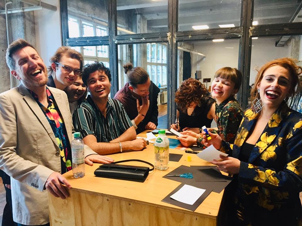 Catalyst Berlin Screen Acting course lead Adam Donald with his students