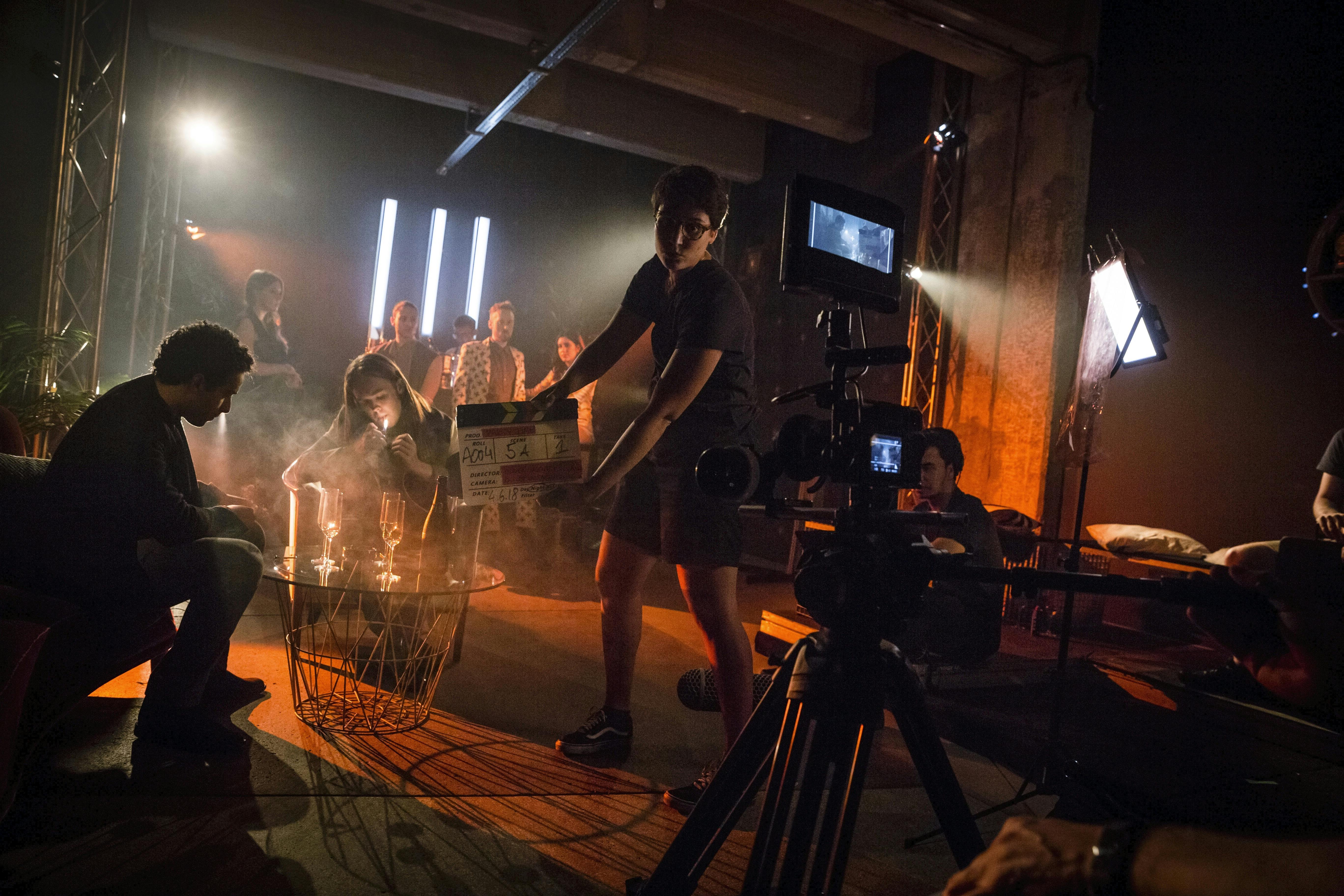 On-set with film production and acting students in the film studio during one of Catalyst's collaborative workshops.
