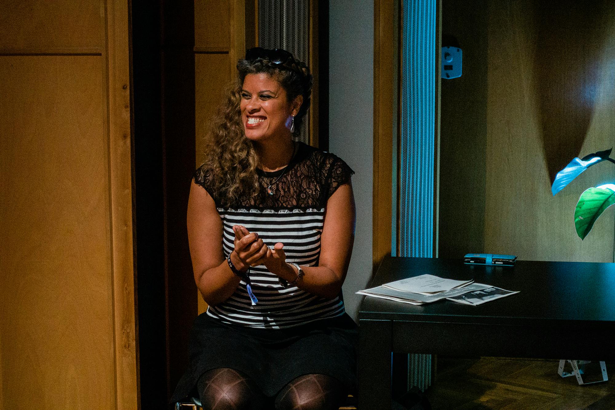 Catalyst Berlin Screen Acting vocal coach Cavana Hazelton gives a presentation at Tech Open Air 2019