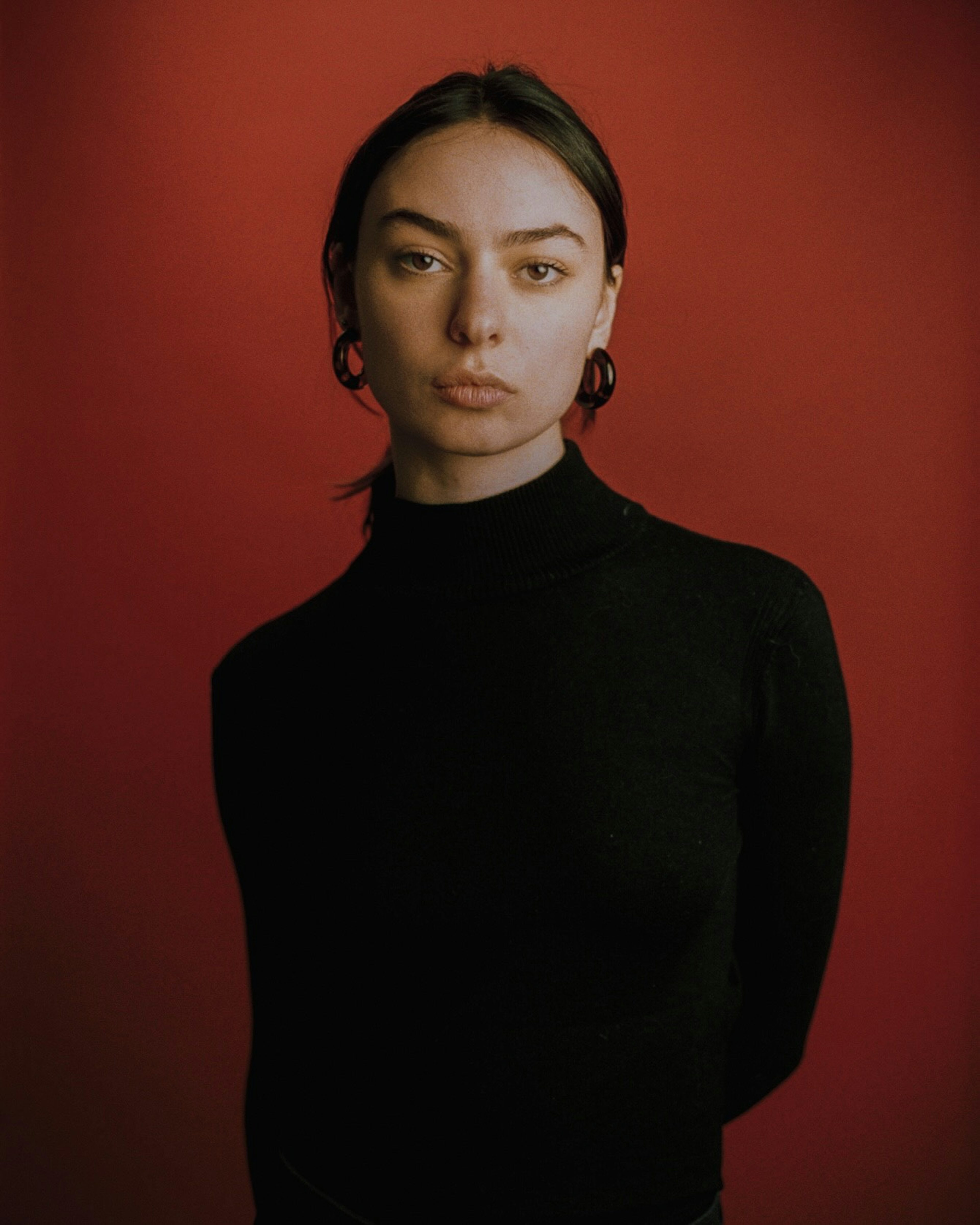 Screen Acting graduate Salome Topuria looks into the camera