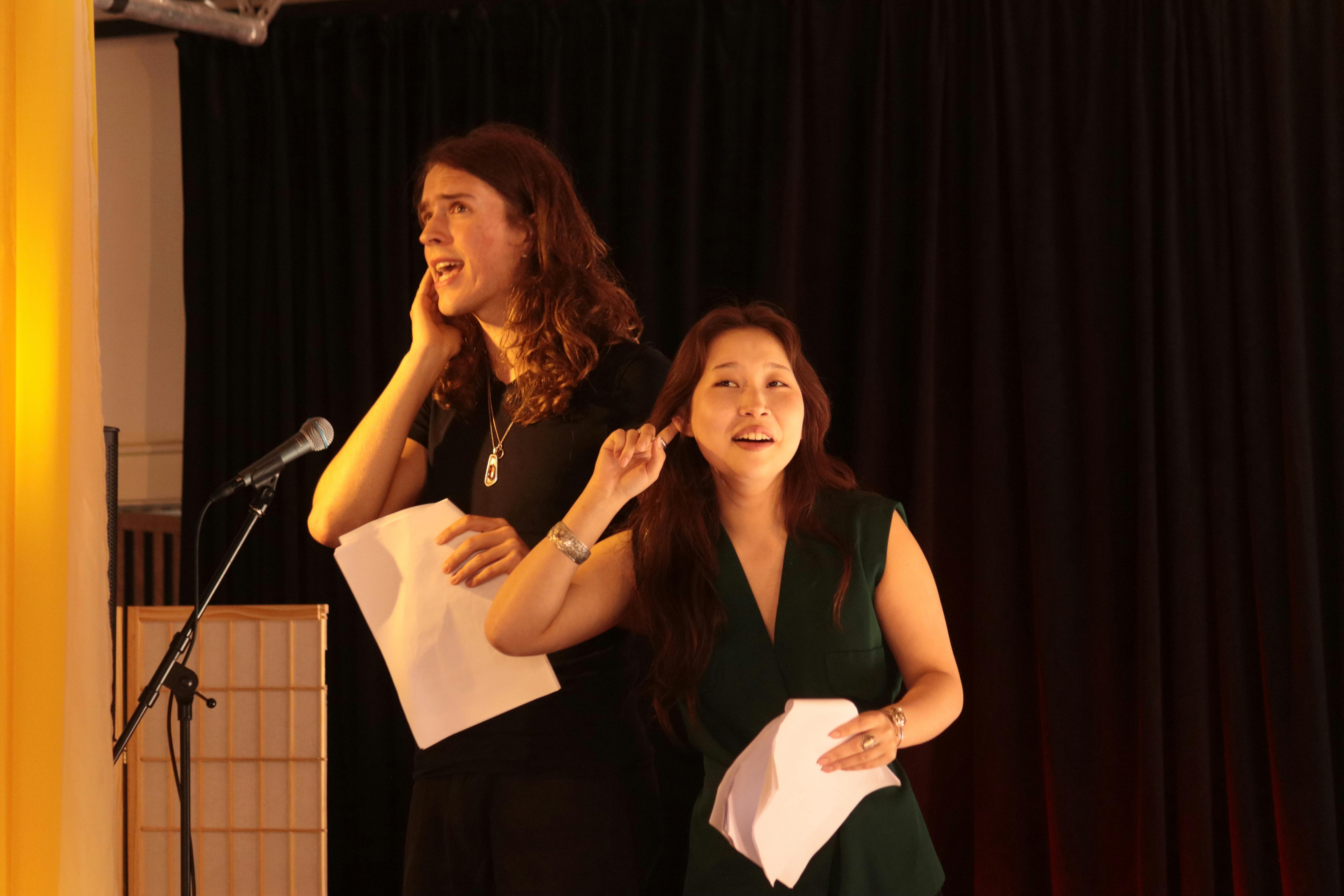 Aisha Kalymzhanova and Ilja van Ravels are entertaining the audience as hosts