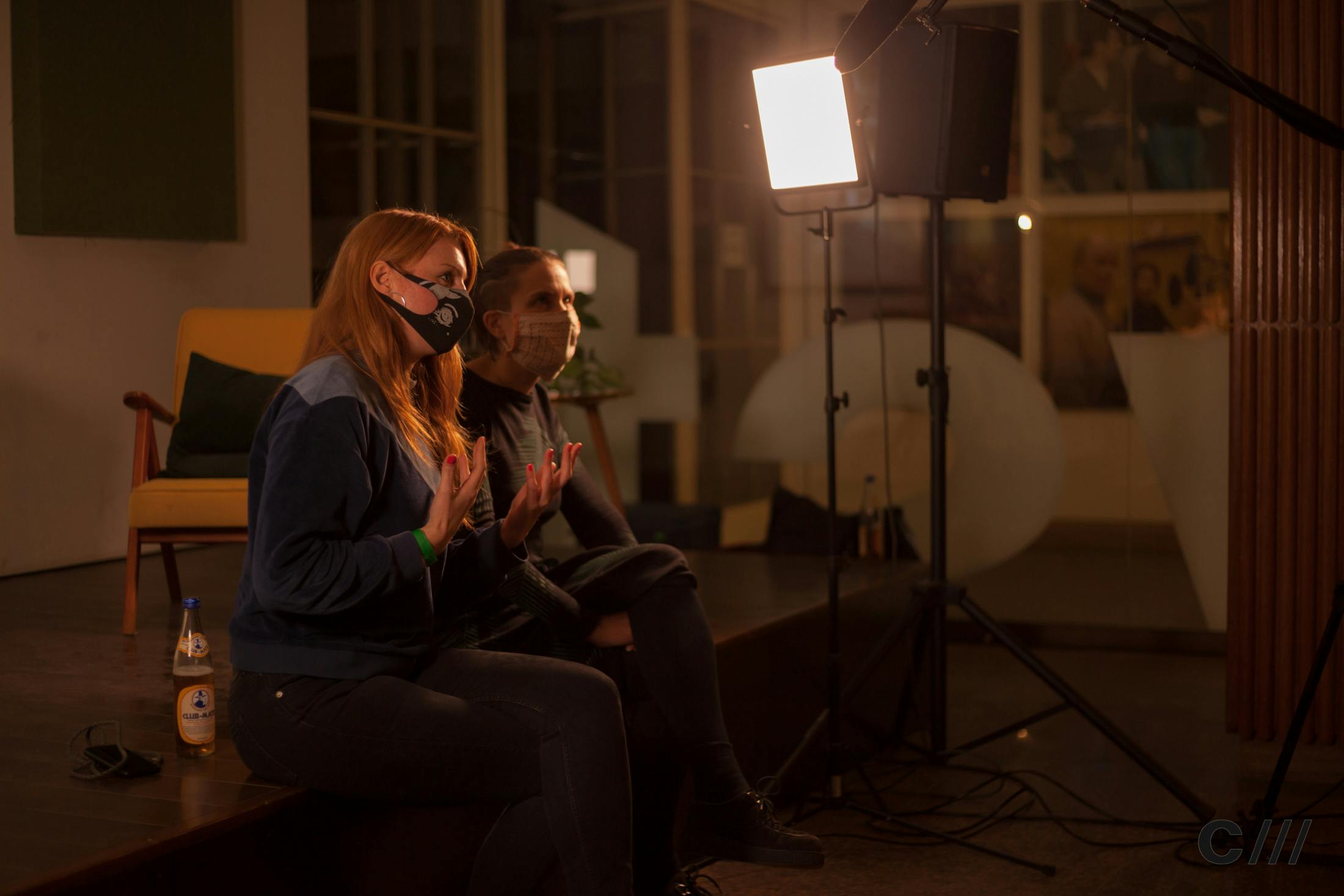 Mareen Nagel and Andrea Goetzke at the Signals Festival 2020 panel talk at Catalyst Berlin on the pandemic and the music industry | Photo by Ian Dunham