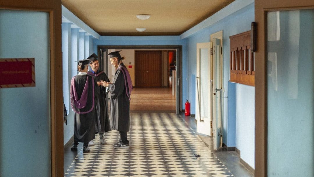 Catalyst's 2018 Graduates chatting in the corridors