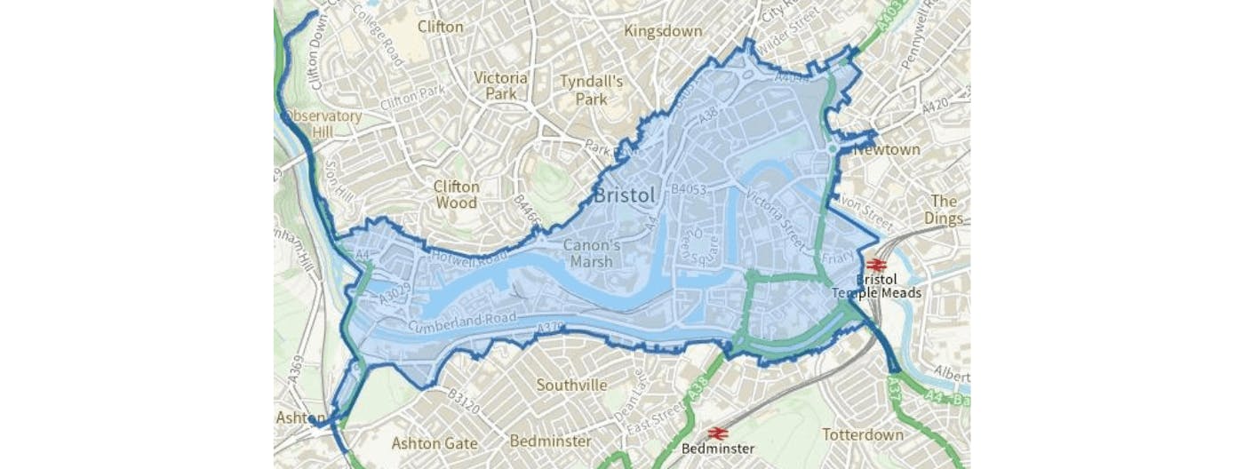 Bristol Clean Air Zone map