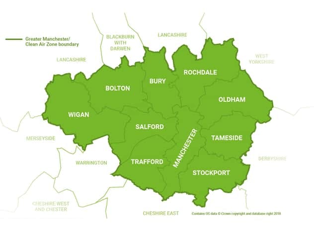 Manchester Clean Air Zone map