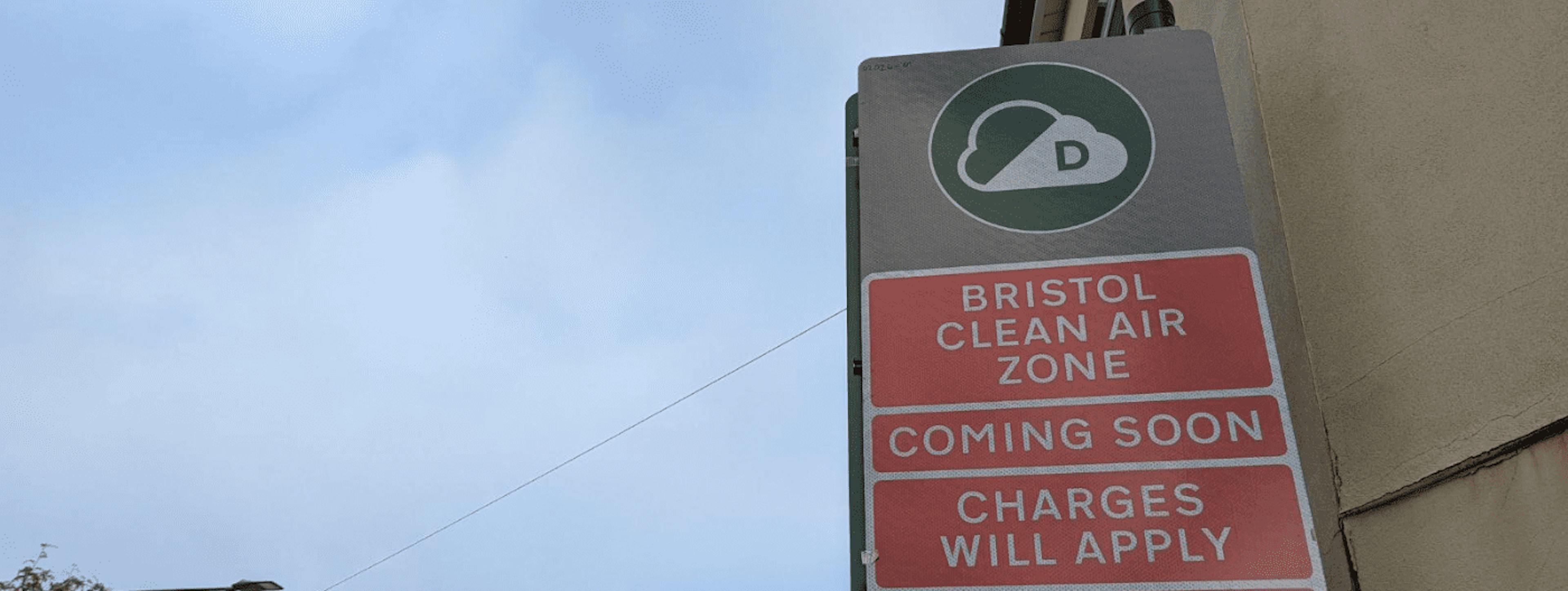 Bristol Clean Air Zone road sign showing the Class D CAZ