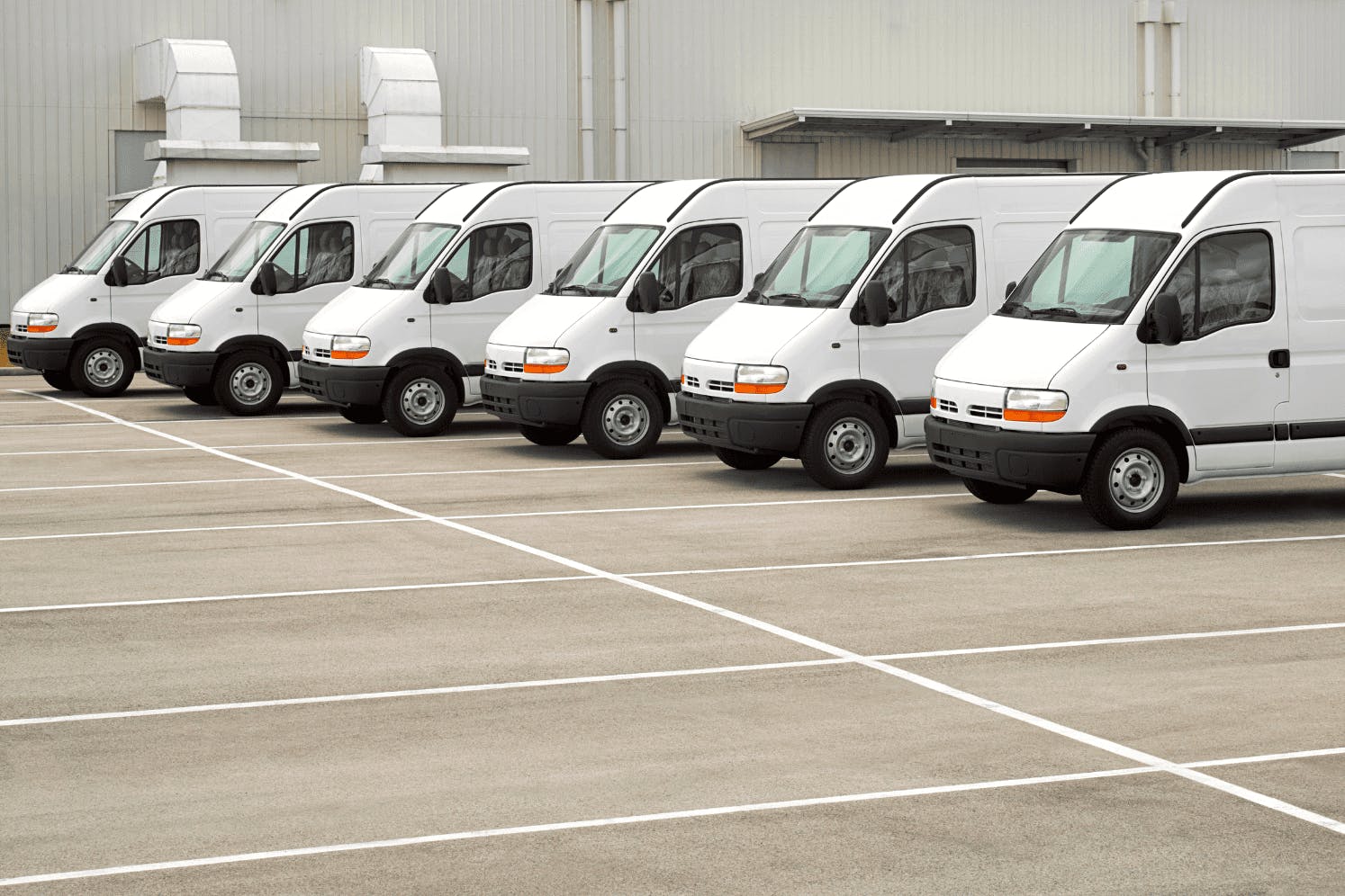 Fleet with 6 vans lined up, all their admin is managed in Caura