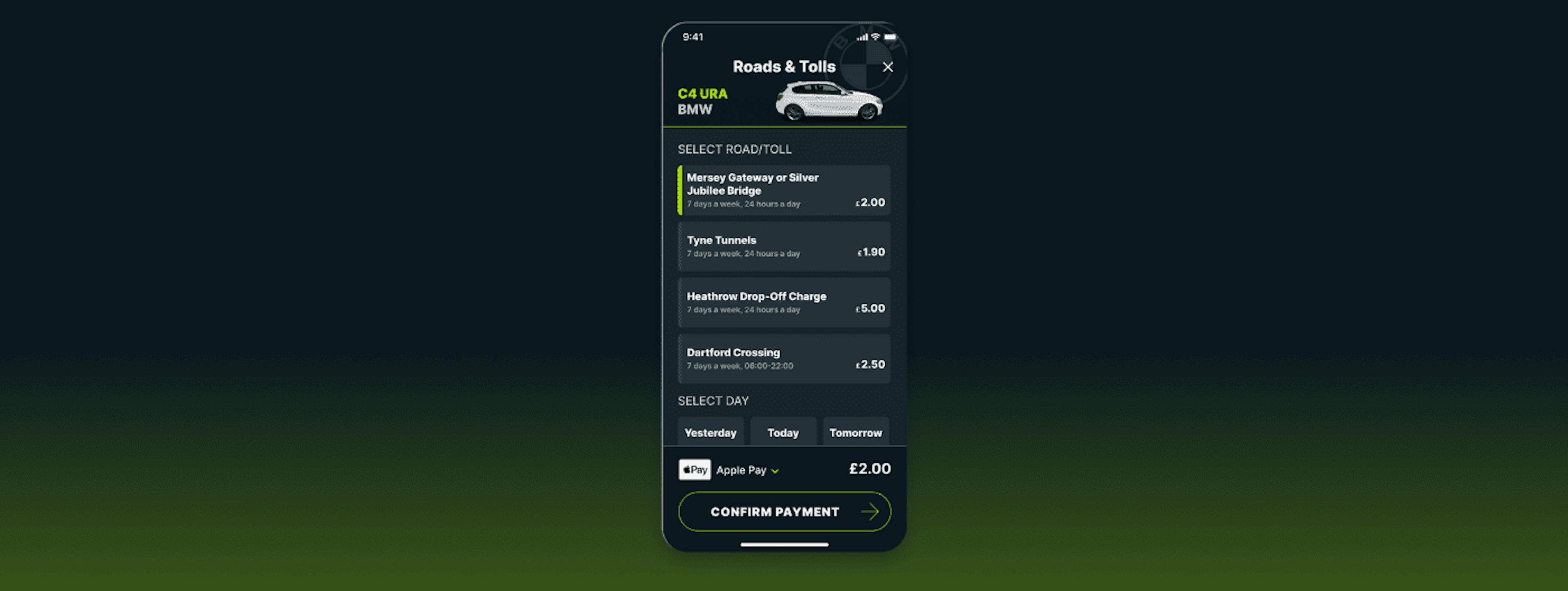 The Merseyflow toll charge in the Caura app