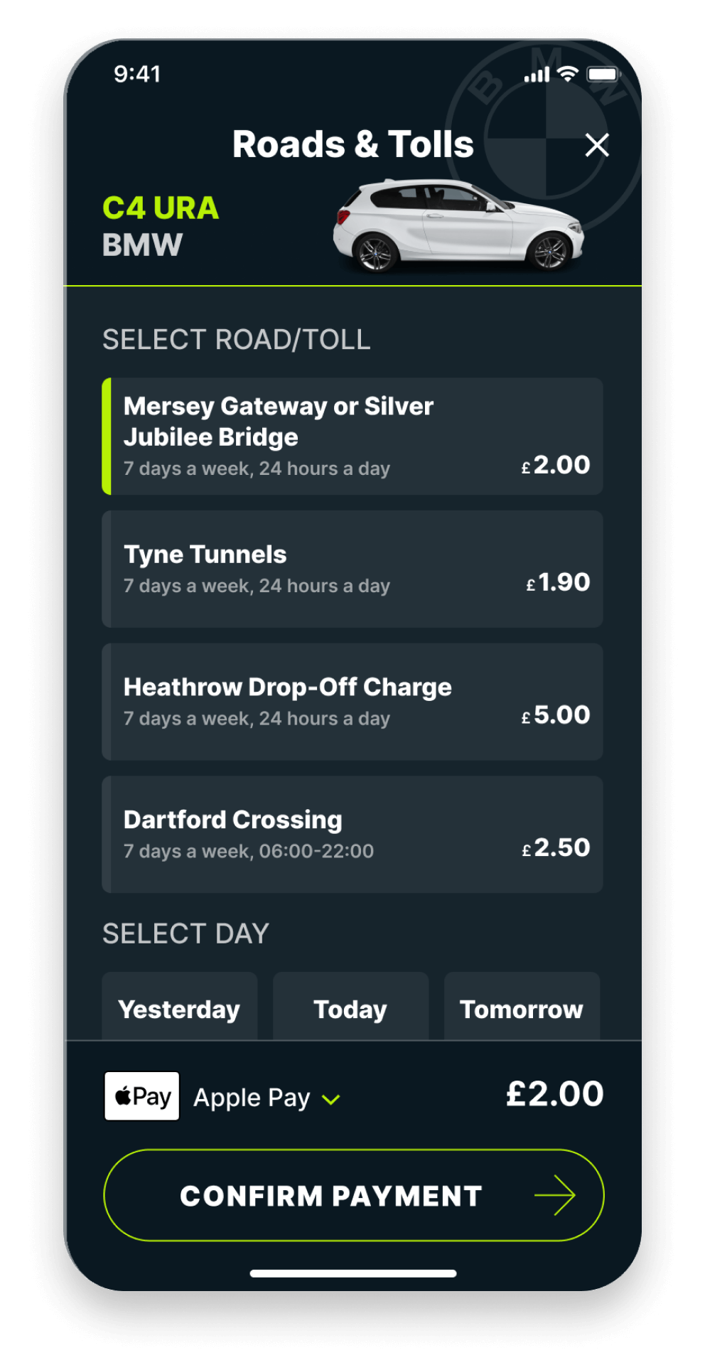 Merseyflow tolls payment screen