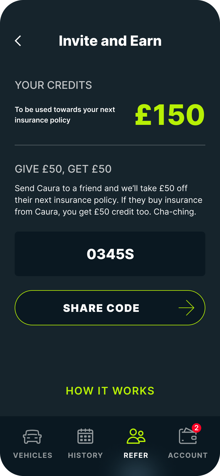 Invite friends to Caura and get £50 every time they buy an insurance policy 