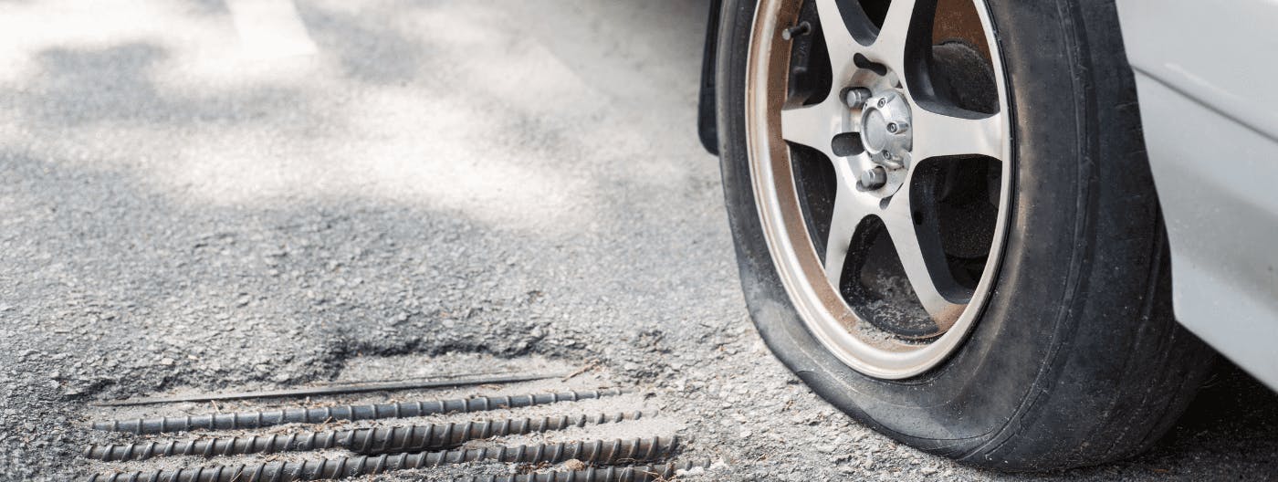 car with flat tyre