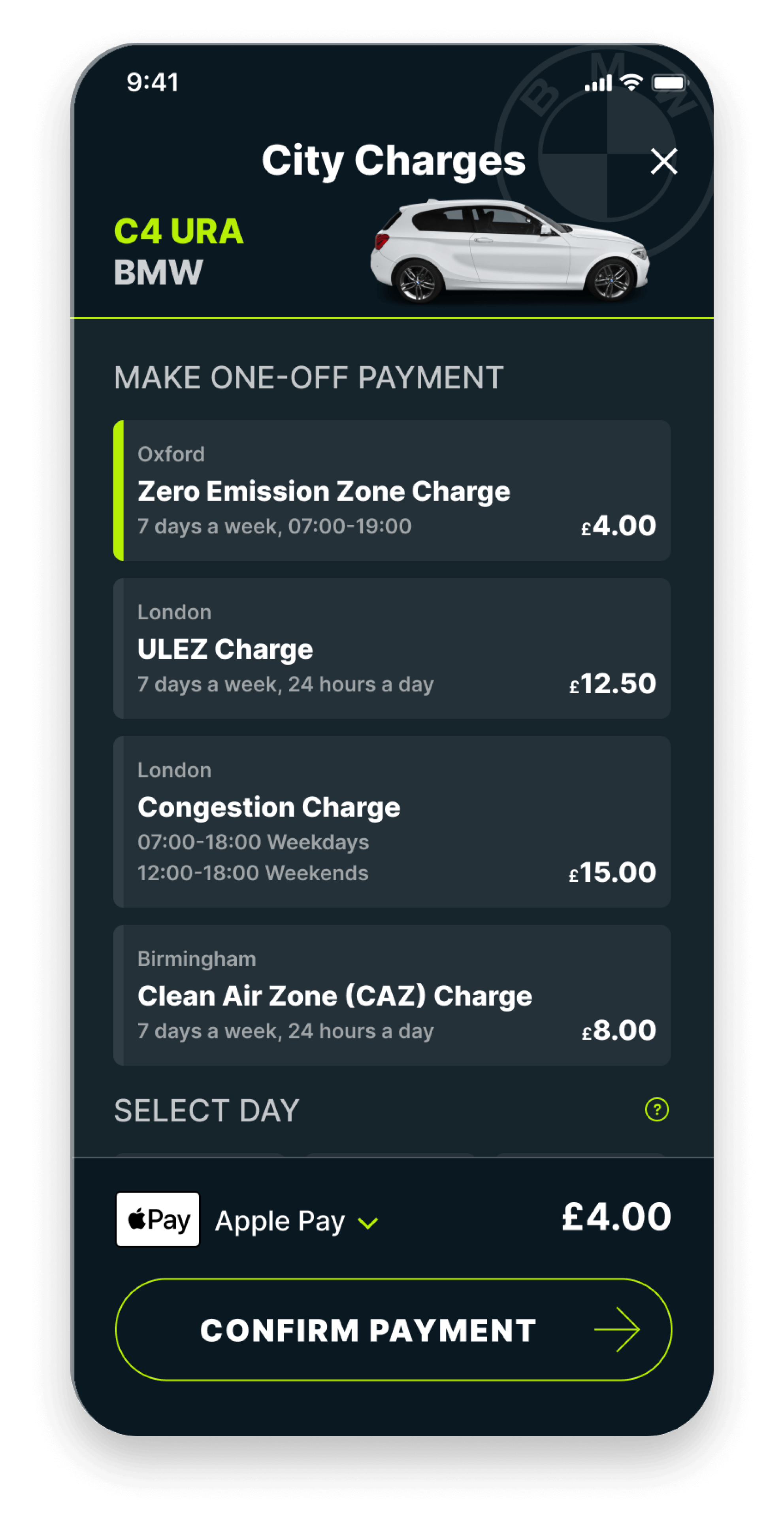 Paying for the Oxford Zero Emissions Zone Charge Quickly on Caura