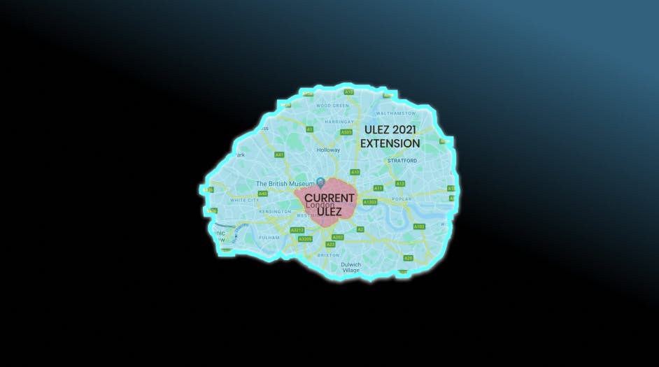 Map of ULEZ charging zone expansion