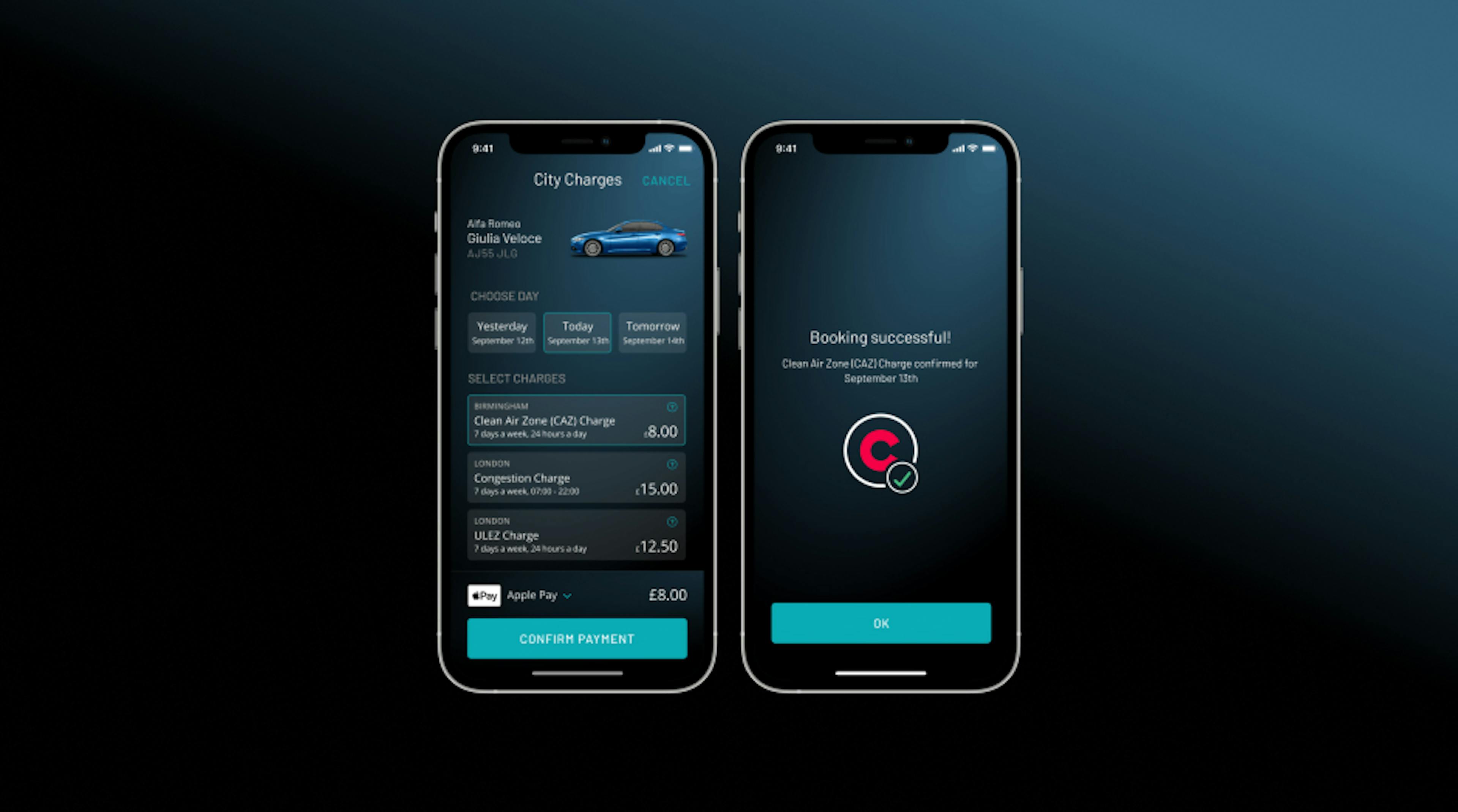 Caura payment screen and payment success screen