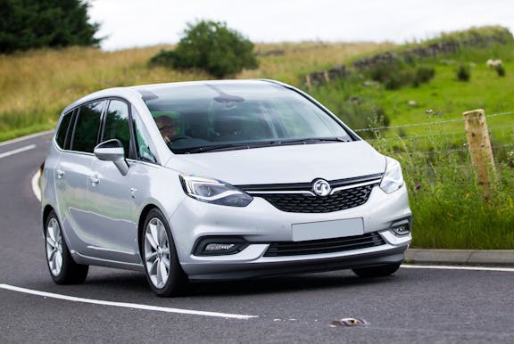 The exterior of a silver Vauxhall Zafira