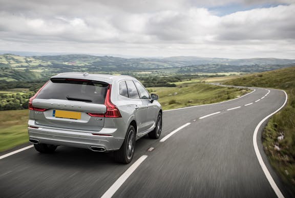 The exterior of a silver Volvo XC60