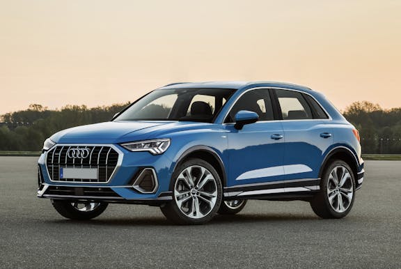 The exterior of a blue Audi Q3
