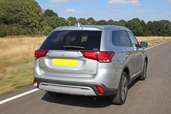 The exterior of a silver Mitsubishi Outlander
