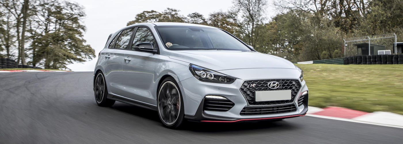 The exterior of a blue Hyundai i30