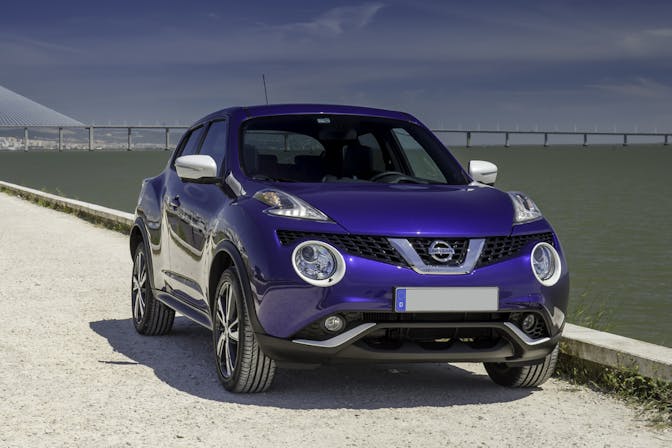 The exterior of a blue Nissan Juke