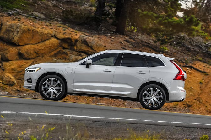 The exterior of a white Volvo XC60