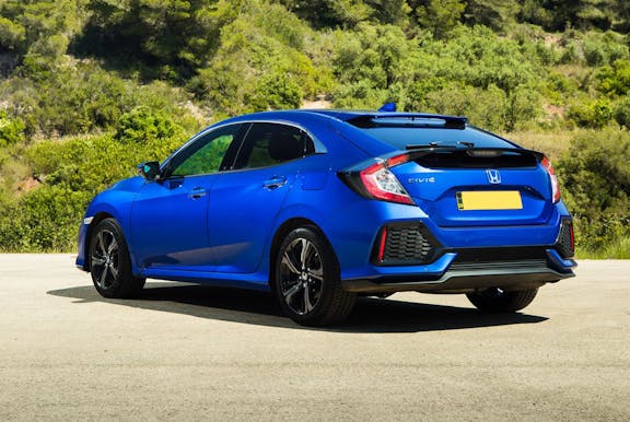 The exterior of a blue Honda Civic
