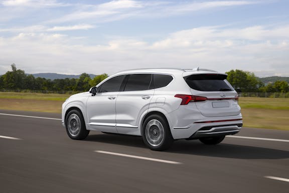 The rear exterior of the Hyundai Santa Fe