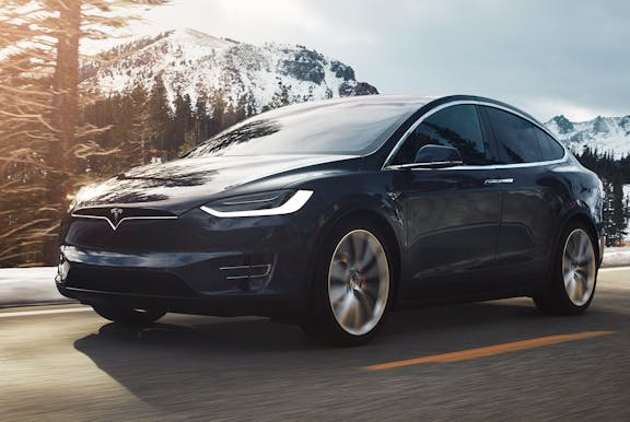 The front exterior of a Tesla Model X