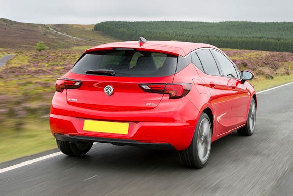 The exterior of a red Vauxhall Astra