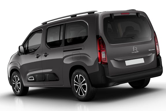 The rear exterior of a black Citroen Berlingo