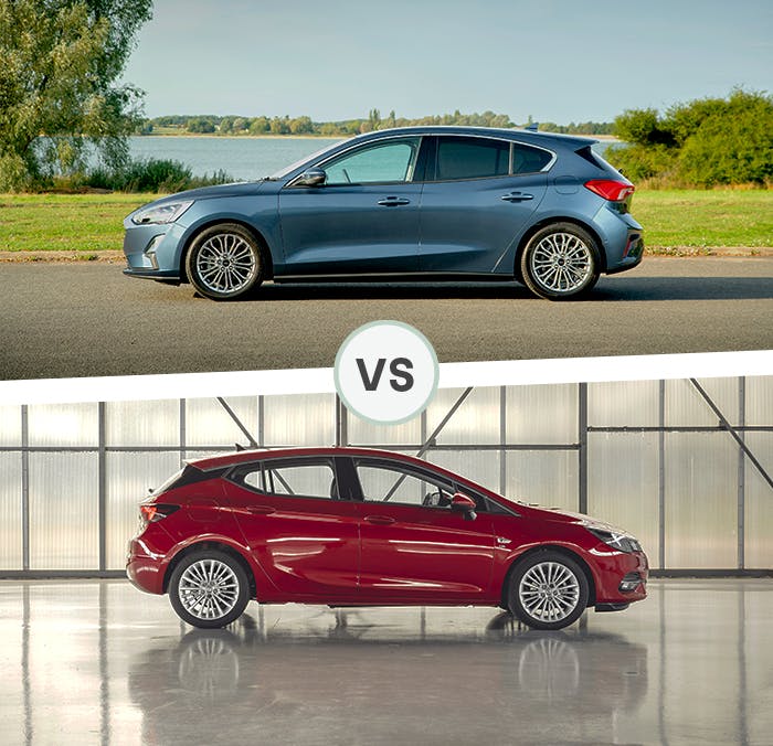 Ford Focus and Vauxhall Astra side exterior shot