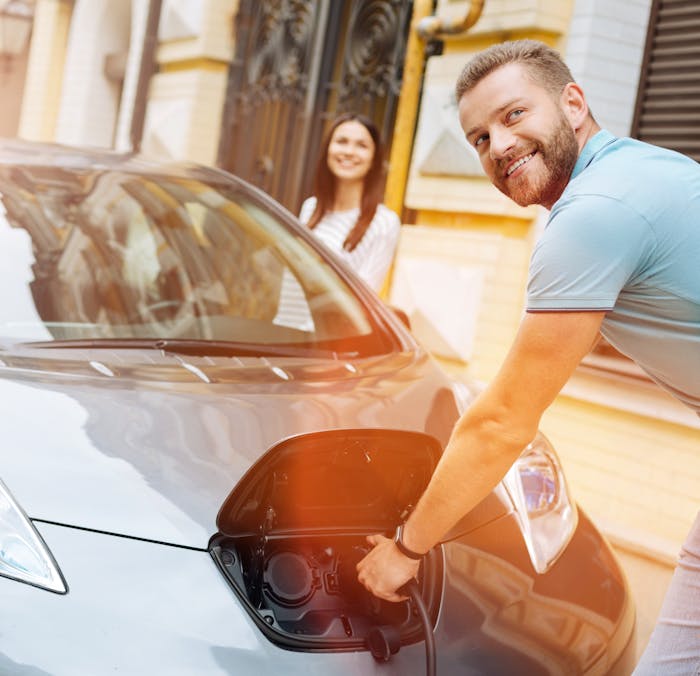 An electric car being charged