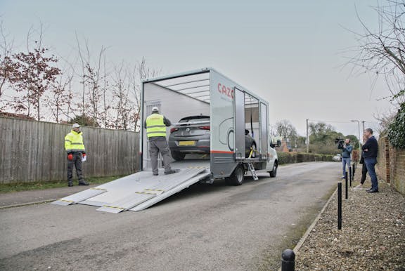 Cazoo Handover Specialist on transporter