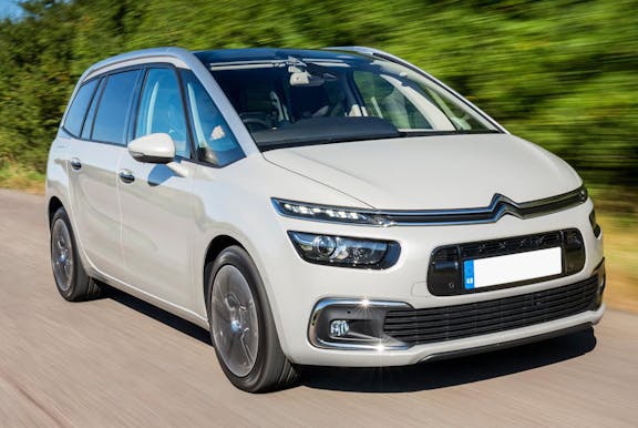 The exterior of a white Citroen Grand C4 Picasso