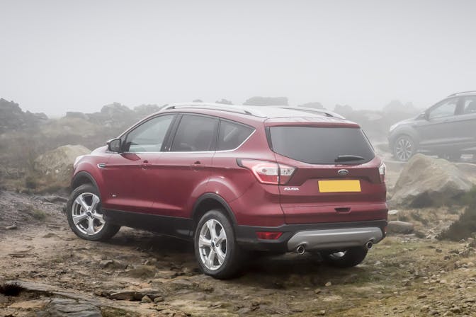 The exterior of a red Ford Kuga