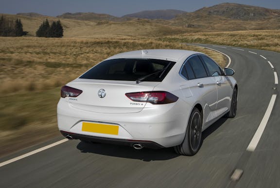 The exterior of a white Vauxhall Insignia