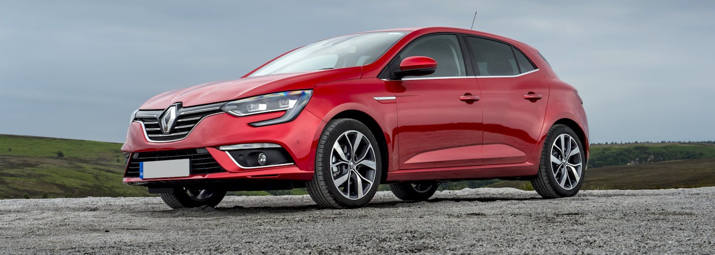 The exterior of a red Renault Megane