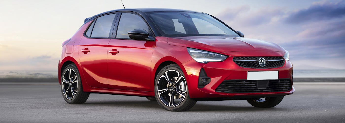 The exterior of the red Vauxhall Corsa