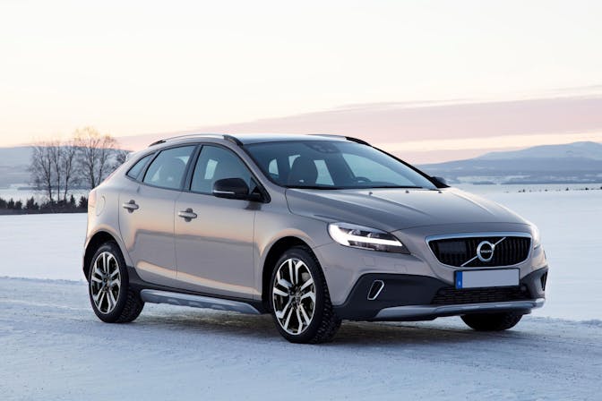 The exterior of a silver Volvo V40