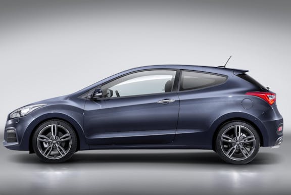 The exterior of a blue Hyundai i30