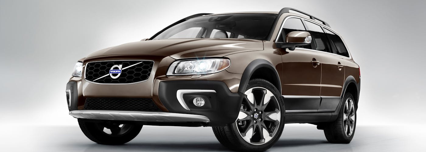 The exterior of a gold Volvo XC70
