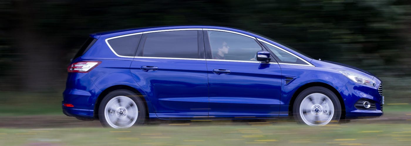 The exterior of a blue Ford S-Max